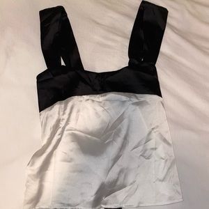 black and white silk tank top